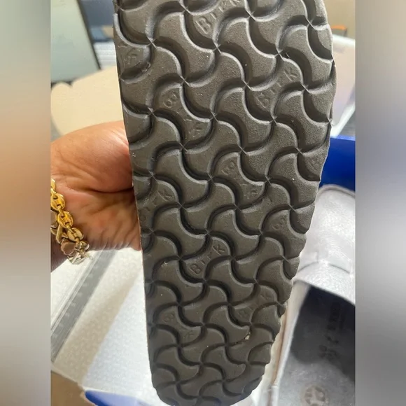 Birkenstock Pebble Gray Leather Clogs - Picture 10 of 11